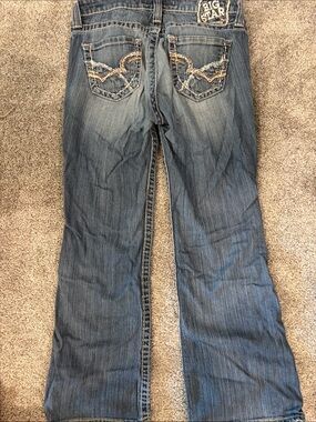 Big Star Women's Medium Blue Flare Jeans with Embroidered Back Pockets